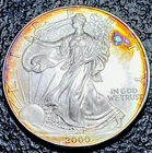 2000 1 oz Silver American Eagle UNC BEAUTIFUL NATURAL RAINBOW TONING