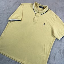 Polo Ralph Lauren Polo Shirt Men 2XB Big Gold Blue Contrast Collar Pony Preppy