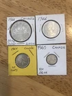 1966 Canadian Silver Dollar And Half Dollar-1964 Silver Quarter-1965 Silver Dime