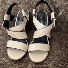 Christian Siriano For Payless Strappy Creamy Beige Block Heels- Size 8
