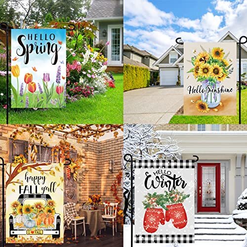Seasonal Garden Flags Set of 12 Double Sided 12 x 18 Inch Yard Flags