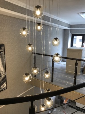 Clear Glass Globe Chandelier Living Room Lights Pendant Lamp Stair