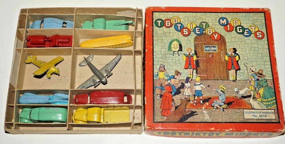 1930'S TOOTSIETOY MIDGETS 0510 LEAD SET PLANES, TRUCKS, CARS IN