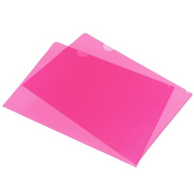 12Pcs L Type Folders A4 Plastic Clear Paper Document Jacket Pocket Pink