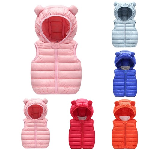 Kleinkind Kinder Jungen Mädchen Winter warme ärmellose Jacke Bärenohren Weste Oberbekleidung