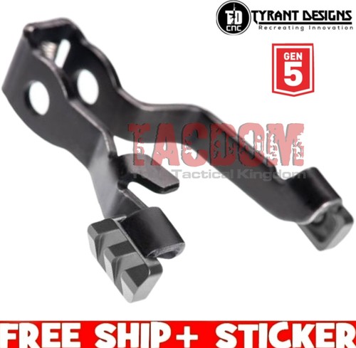 Tyrant Designs Extended Slide Stop GREY Release fr Glok GEN 5 17 19 19X 26 34 45