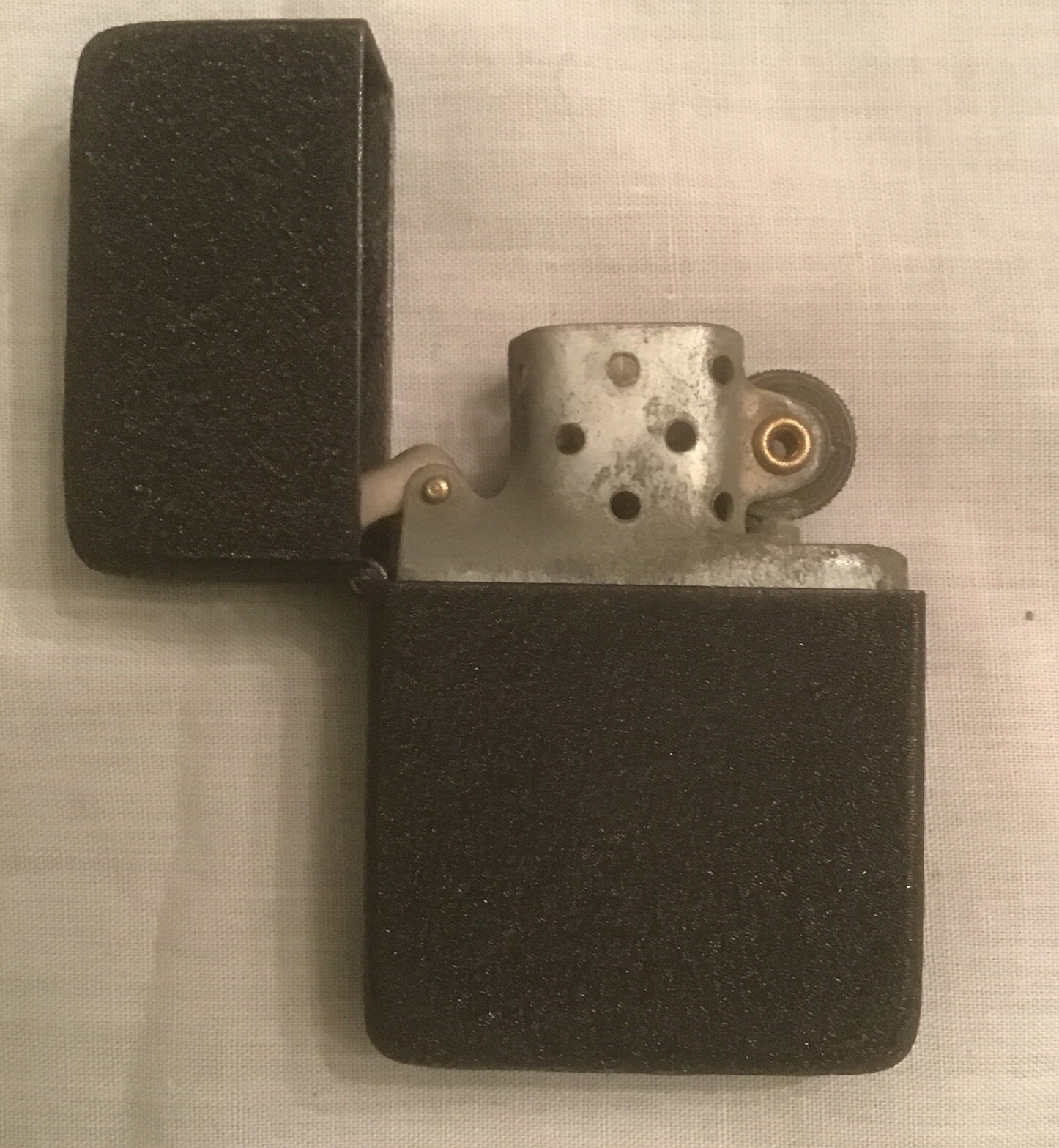 Vintage Zippo Black Crackle Lighter 3 Barrel WW11 W/Original Box