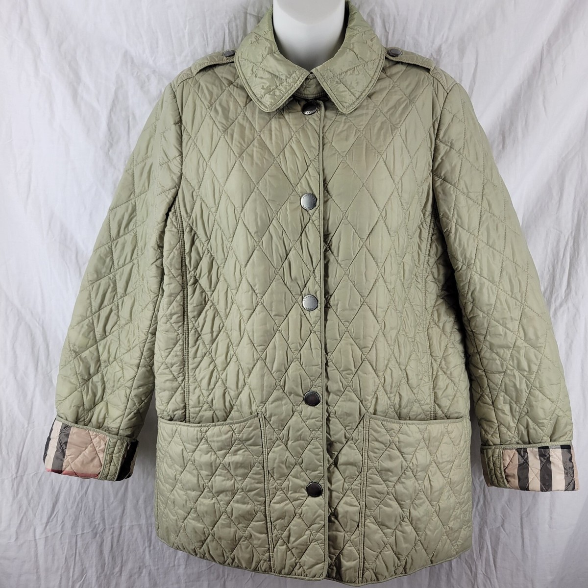 Burberry Brit Kencott Quilted Light Green Chore Jacket Size Large