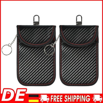 2Pcs Car Key Signal Blocker Case Carbon Fiber Key Fob Faraday Bag for Auto Parts