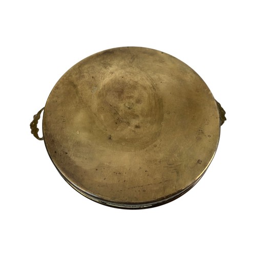 Brass Round Vintage TRAY Vanity Bar Floral Handles 11" Diam Patina - Picture 11 of 11