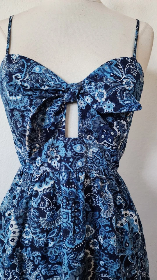 Anthropologie Maxi Dress New Size Medium Floral Blue Bridgerton Romantic Boho - Image 4 of 4