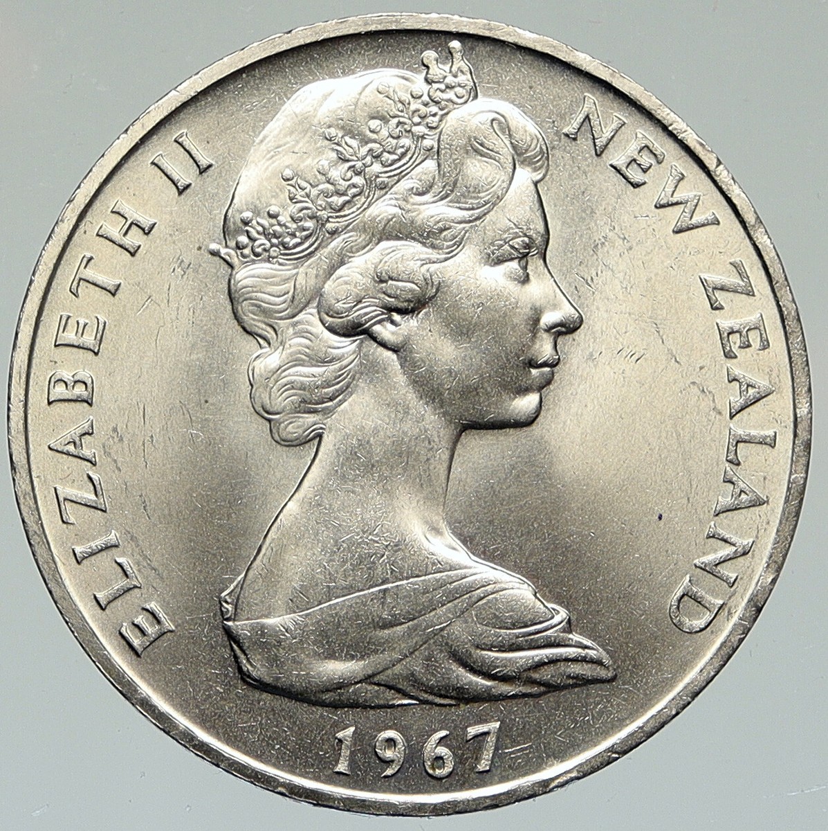 コレクション old coin of queen elizabeth II 1967 NEW ZEALAND UK Elizabeth II SHIELD OF ARMS Vintage OLD Dollar