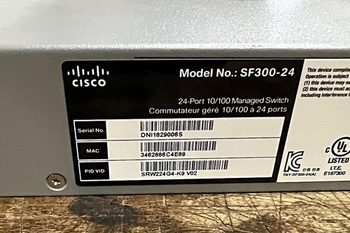 Cisco SF300-24P 24-port 10/100 PoE Managed Network Switch - Working Condition - Picture 2 of 9