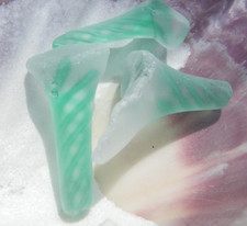 Sea Glass, Three Beautiful Clear and Green Swirl Glass Stems