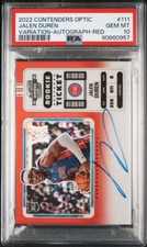 2022 Panini Contenders Optic Jalen Duren Red Auto /99 #111 PSA 10