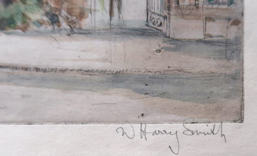 W. HARRY SMITH Hand Colored ETCHING, Print - HARVARD UNIVERSITY, Johnston Gate - Picture 5 of 9