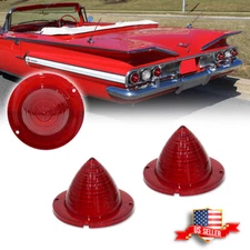 2PCS Rear Red Lens Tail Light Lamps 1960-1961 Impala Bel Air Biscayne El Camino