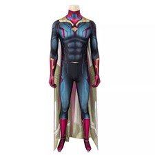 Avengers Endgame Vision Halloween Cosplay Costume Outfit Cloak Jumpsuit Men Suit