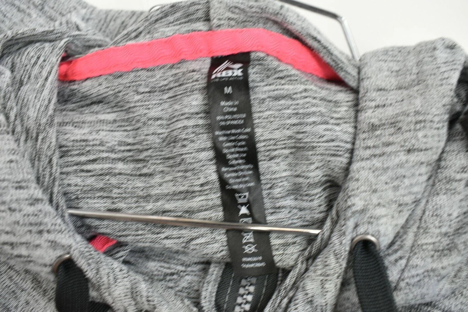 VETEMENTS Felpa con cappuccio Reebox RBX Donna Grigia Cerniera Intera Grigia Elastica Corsa Pollice Foro M