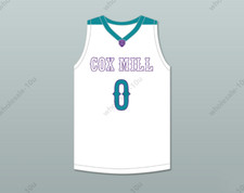 CUSTOM Wendell Moore Jr 0 Cox Mill High School Chargers White  1Stitched S-6XL