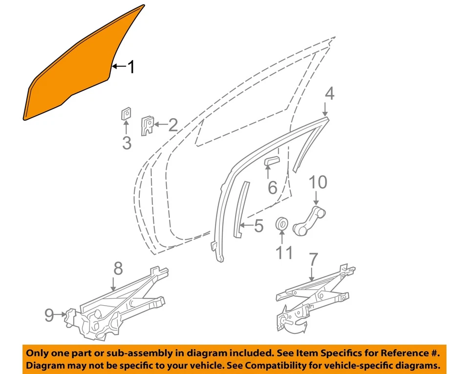 Puerta delantera derecha buen cristal Z OEM 1995 2005 Chevrolet Cavalier Foto 3 de 4