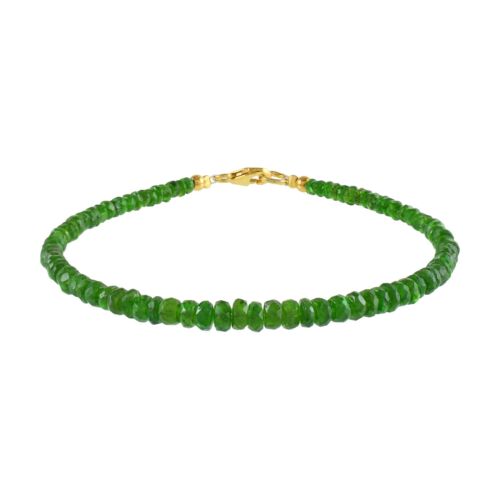 Natural Chrome Diopside 3-4mm Beaded Bracelet Handcrafted Gemstone Jewelry 7.8" - Picture 3 of 6
