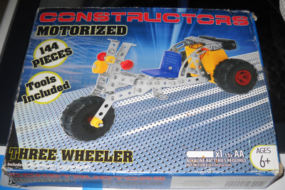 CONSTRUCTORS MOTORIZED THREE WHEELER NIB 144 PIECES TOOLS INCLUDED