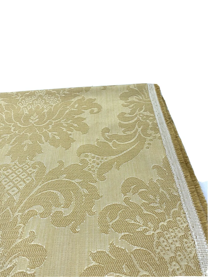 4.78 yds Luxury Vintage Medium Weight Fabric Remnant Textile Scraps Gold Damask - Image 4 of 4