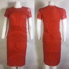 Vtg Jean Paul Gaultier Orange Net Top Skirt Dress Set S