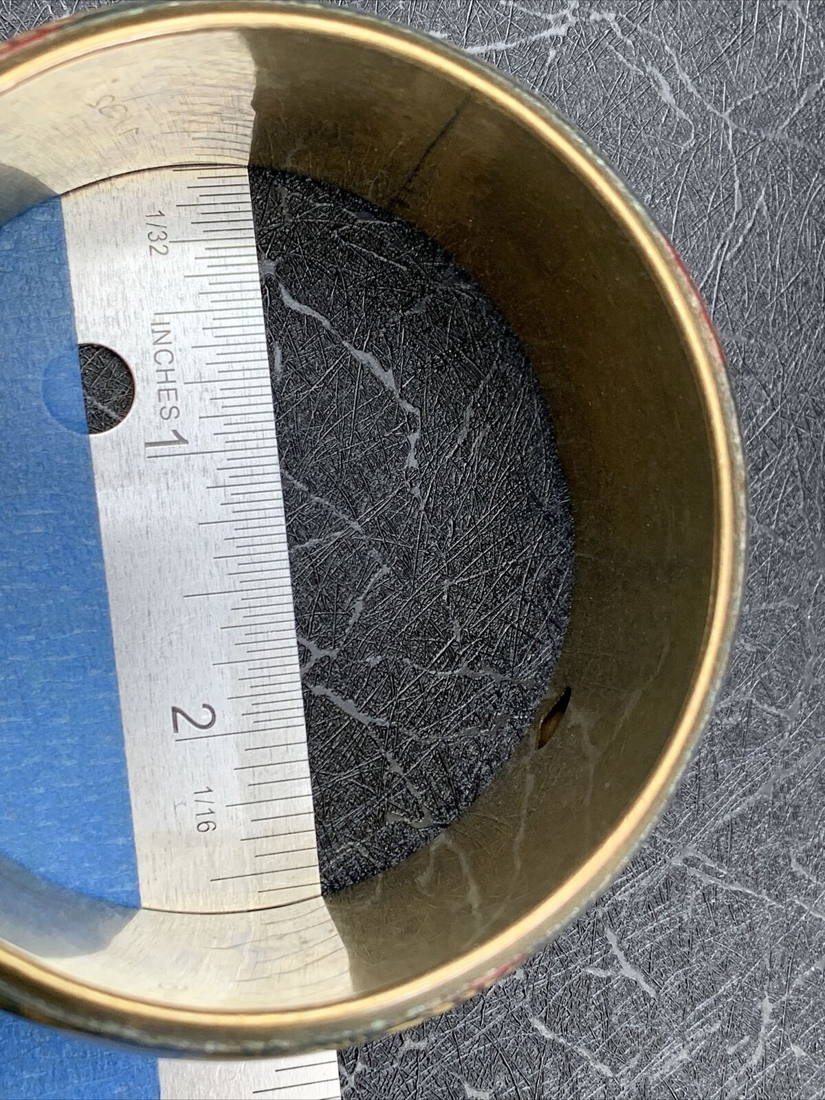 Vintage solid brass red green Pattern wide bangle… - image 5