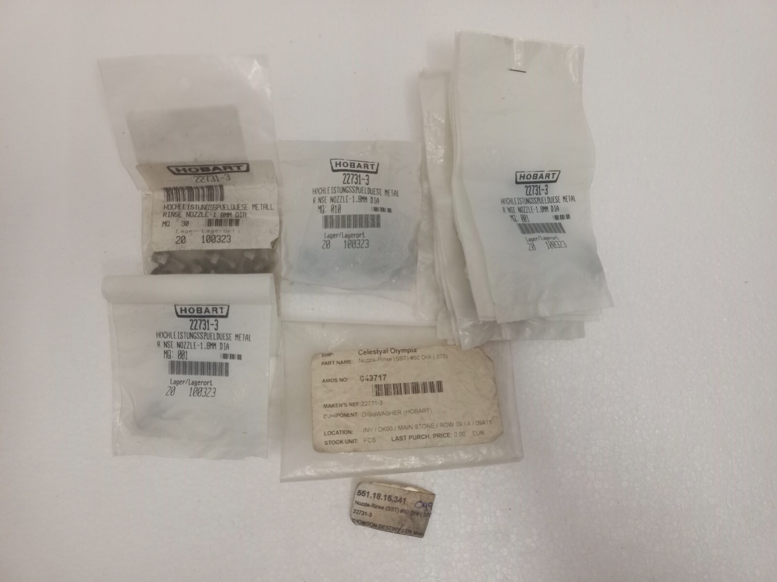 Hobart 00-22731-3 Dishwasher Rinse Nozzle 33 Pcs Lot