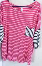 Bellamie Extra Large Stripped Shirt Multicolored 1x Plus Woman’s Lightweight