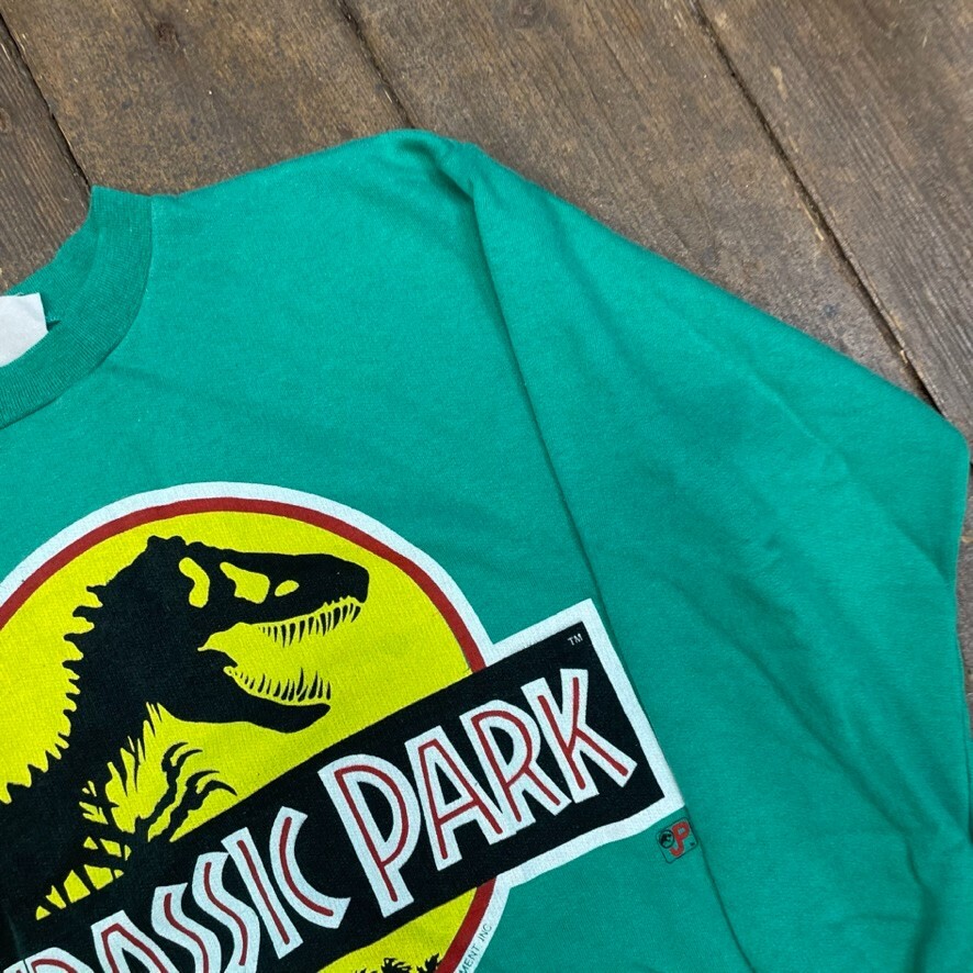 Jurassic Park Sweatshirt 90's Spellout Movie Graphic Jumper Green Kids Medium image 4