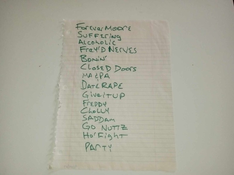 FISHBONE 2007 EX Hand Written AZ  Concert Set List Rare  RED HOT CHILI PEPPERS 