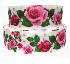 GROSGRAIN RIBBON 5/8",7/8",1.5",3" Flowers Roses Mother's Valentine's Day Spring