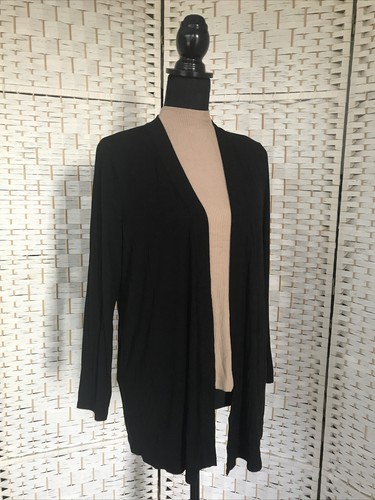 Chicos 2pc Set Woman’s Small Beige Turtleneck Sleeveless + Black Open Cardigan  - Picture 1 of 11