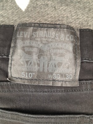 LEVI'S 510 Jeans Mens Black Slim Skinny Stone Wash W30 L30 LEVI'S 510 Jeans Mens Black Slim Skinny Stone Wash W30 L30