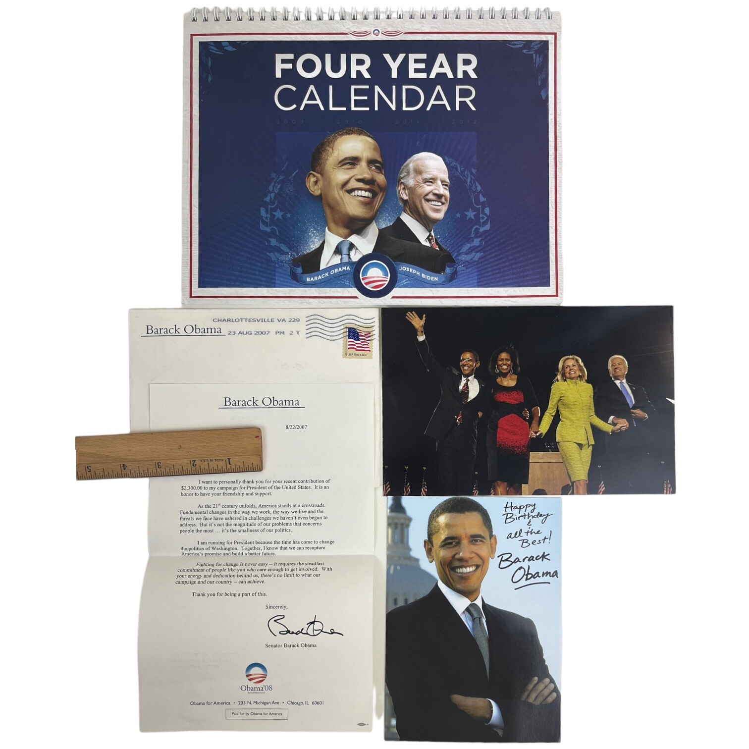 2008 Barack Obama Presidential Campaign Items Calendar Postcard Letter