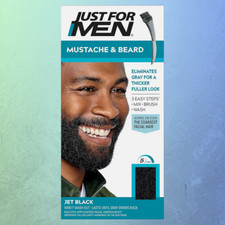 Just For Men Mustache  Beard, Beard Coloring for Gray Hair Jet Black, M-60, 1pc