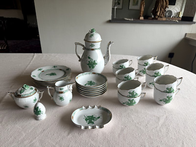 Herend Apponyi Grün AV Kaffee + Teeservice 6 Personen 29teilig - TOP  1. WAHL