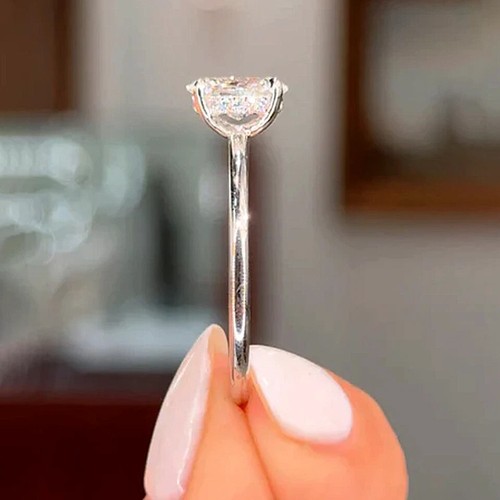 950 Platinum Lab Grown Oval Cut 2.20 Carat IGI Diamond Wedding Ring 7 6 - Picture 2 of 5