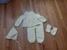 Vintage, Knitted, Soft Winter Outfit For Baby 6-9 Months 5 Piece