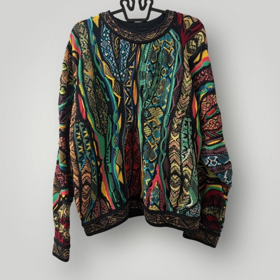 Vintage Coogi Australia 3D Knit Sweater Large Mercerised Cotton Multicolor - Image 2 of 4