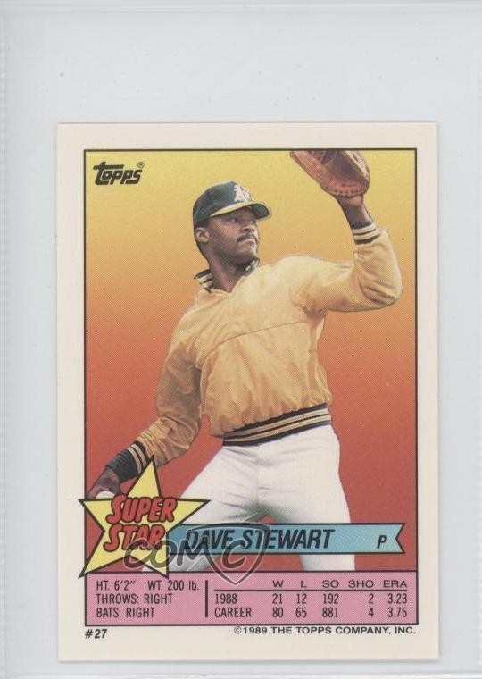1989 Topps Super Star Sticker Back Cards Dave Stewart Kirk Gibson ( 66) #27 0b6