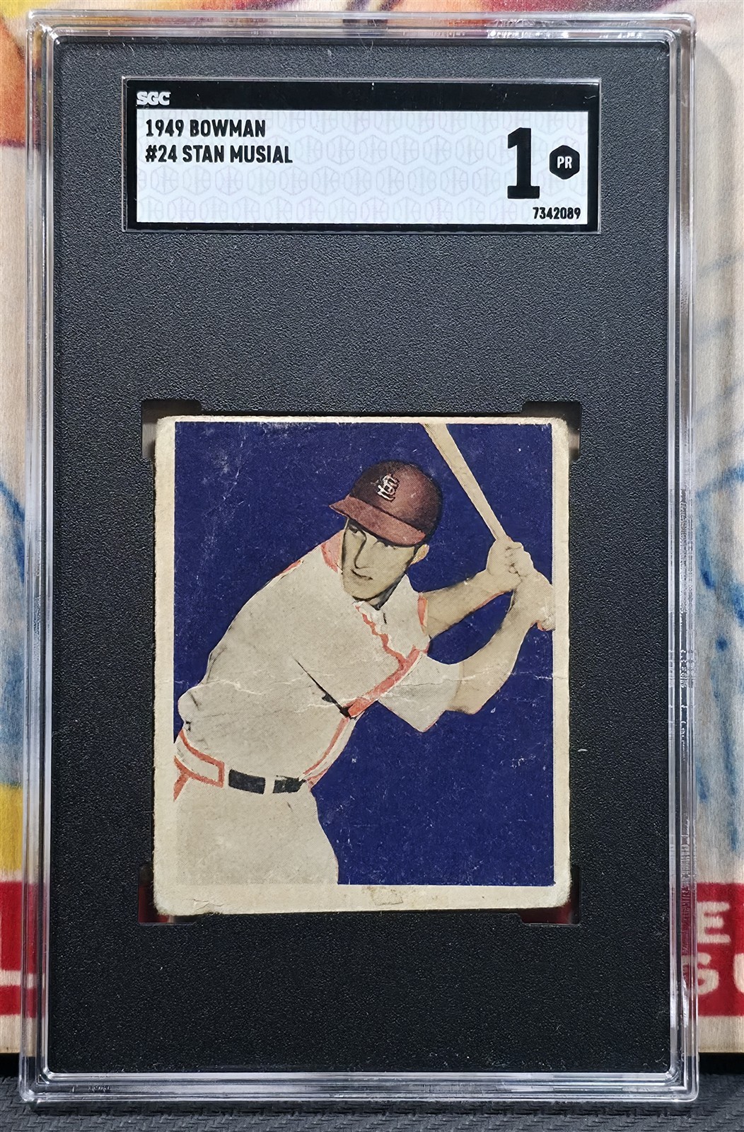 STAN MUSIAL 1949 Bowman Baseball #24 Graded SGC 1 ST LOUIS CARDINALS HOF Vintage
