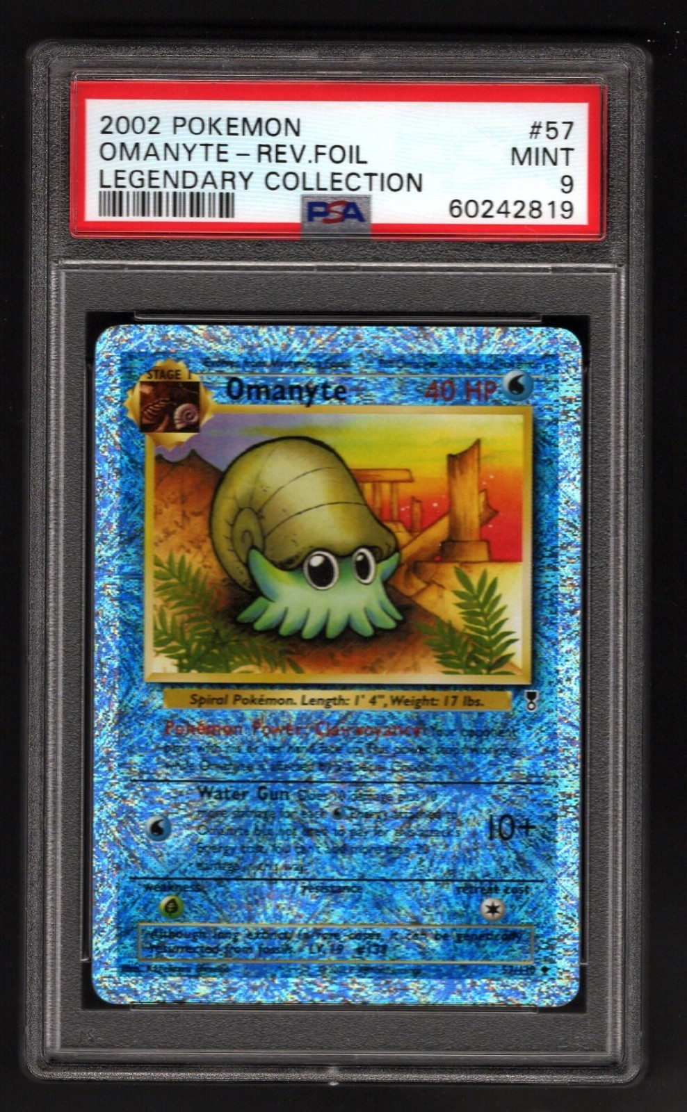 2002 Pokemon Legendary Collection Reverse Foil Omanyte 57/110 PSA 9 Mint