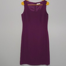 B#76 Calvin Klein Sz 8 Purple Sleeveless Sheath Dress Scoop Neck Business Casual