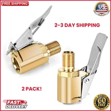 2-Pack Brass Tire Air Chuck Locking Quick Connect Inflator Hose Adapter No Leaka