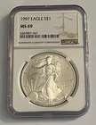 1997 Silver Eagle Dollar $1 - NGC MS 69