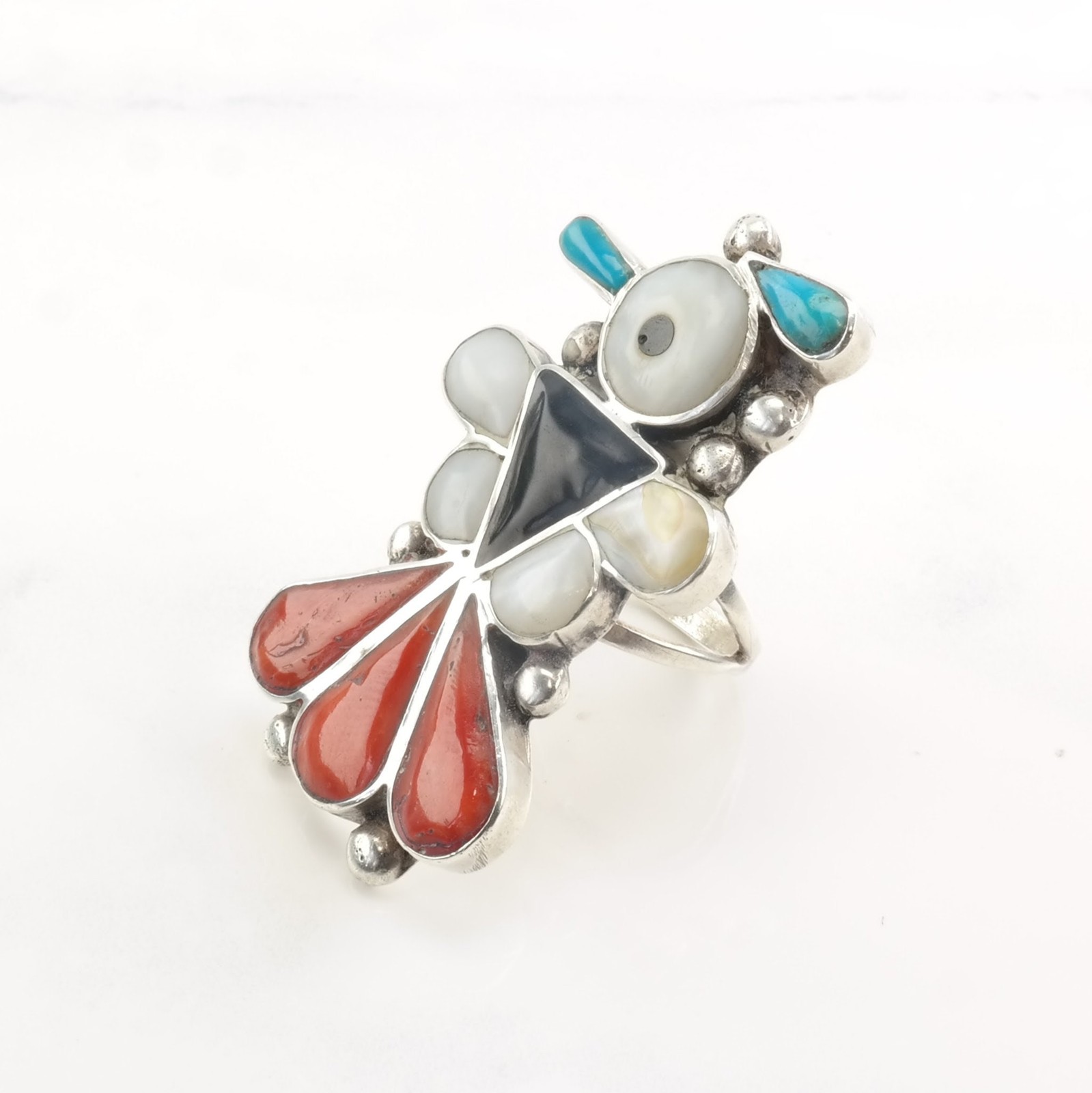 Sterling Silver Thunderbird Ring with Multi-Stone… - image 5